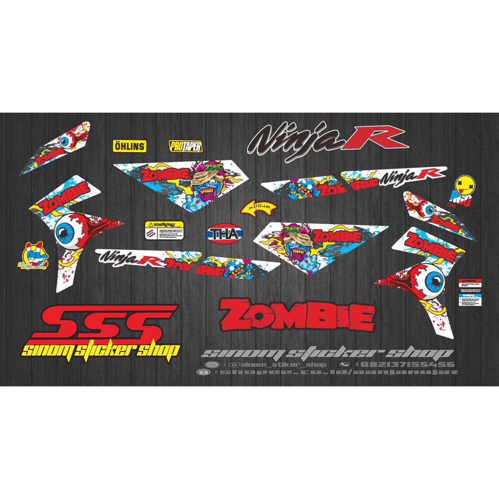 striping decal variasi Ninja R Zombie