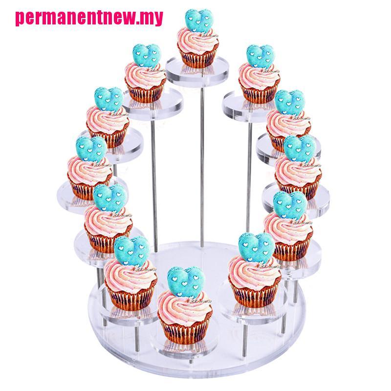 (Sun) Stand Display Kue / Cupcake / Dessert Bahan Akrilik Untuk Dekorasi Pesta