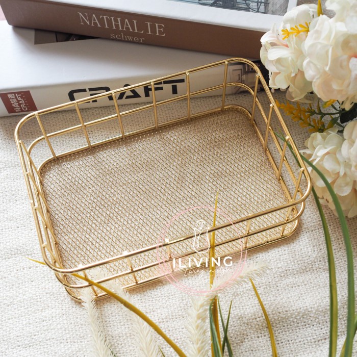 

Jualan Metal Basket Organizer Gold Terlaris