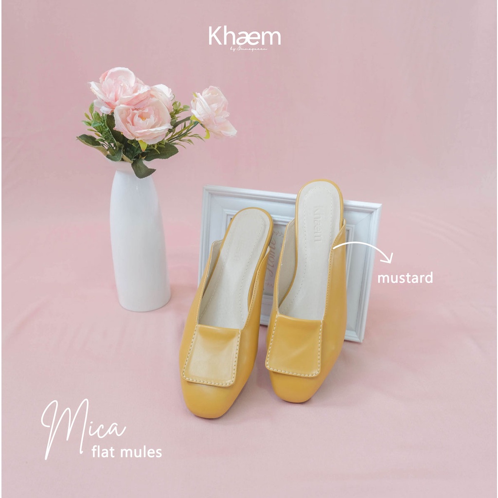 Mica Flats Mules by Khaem x EmmaQueen-Mustard