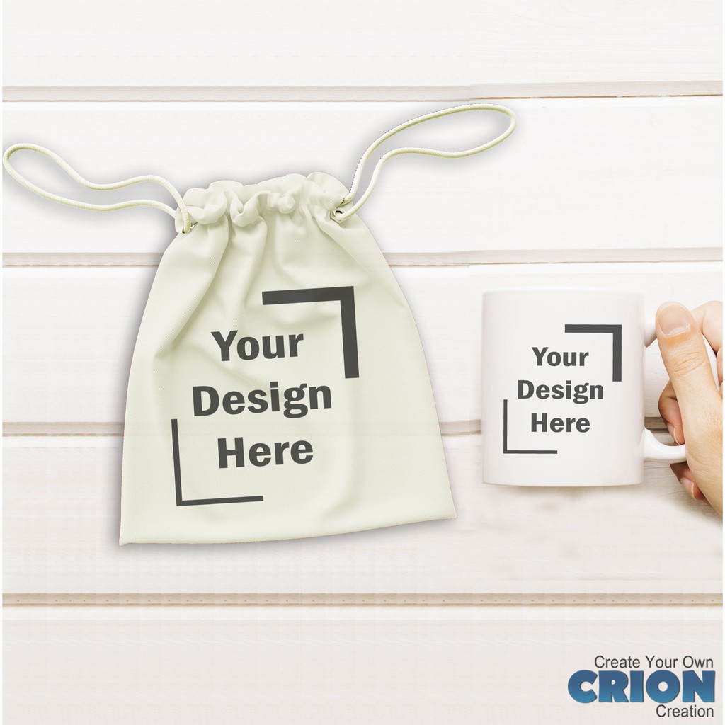 Custom Hampers Pouch dan Mug Design Sendiri - Souvenir/Kado - By Crion