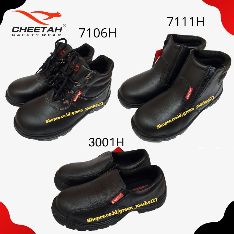 sepatu safety cheetah type 7106h  7111h  3001h    safety shoes cheetah    sepatu ada besi