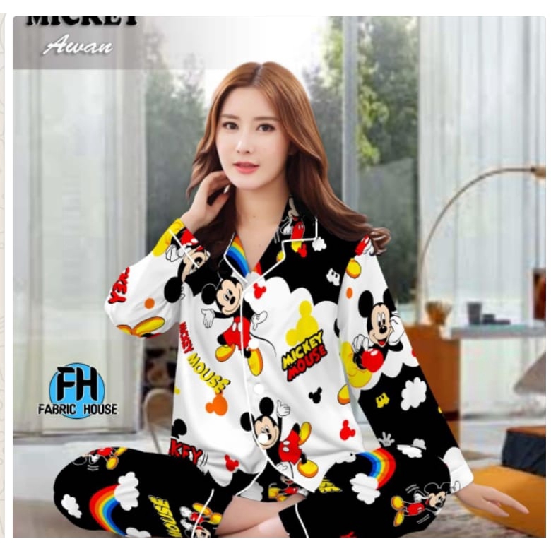 Piyama dewasa PP XL celana panjang baju panjang, katun jepang, fit to xl,motif UNICORN/HAMSTER/BEAR