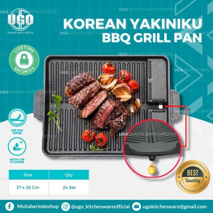 Ugo Korea Bbq Anti Lengket Grill Pan Stove Non-Stick Barbecue Yakiniku