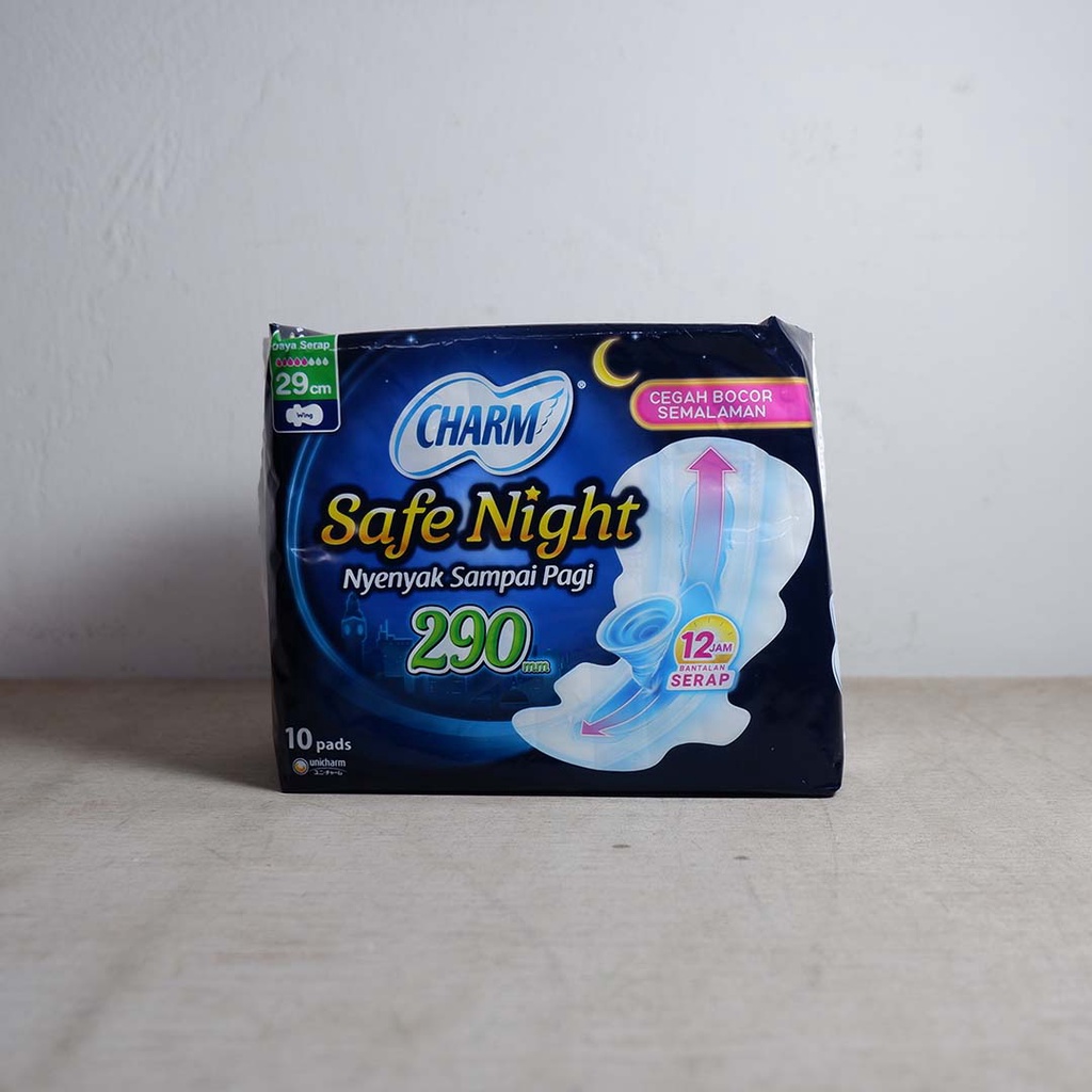 Pembalut Murah Charm Safe Night 290mm Isi 10 Pads