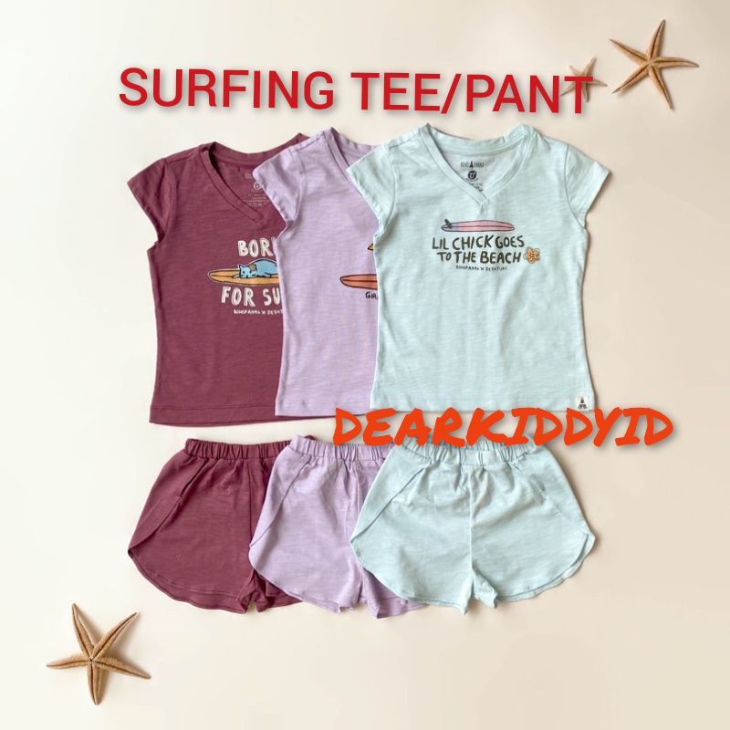 Bohobaby SURFING TEE GIRL / Boho SURFING PANT GIRL 1y-10y Bohopanna KAOS / CELANA anak Perempuan