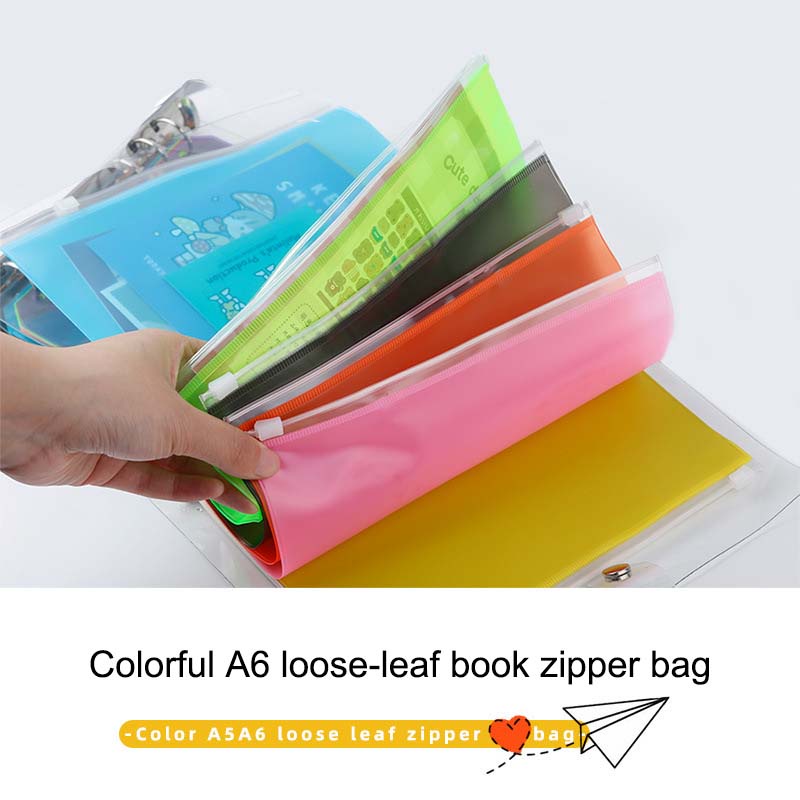 

A6 Frosted PVC Ritsleting Tas Penyimpanan Traveller Notebook Organizer Buku Loose-leaf