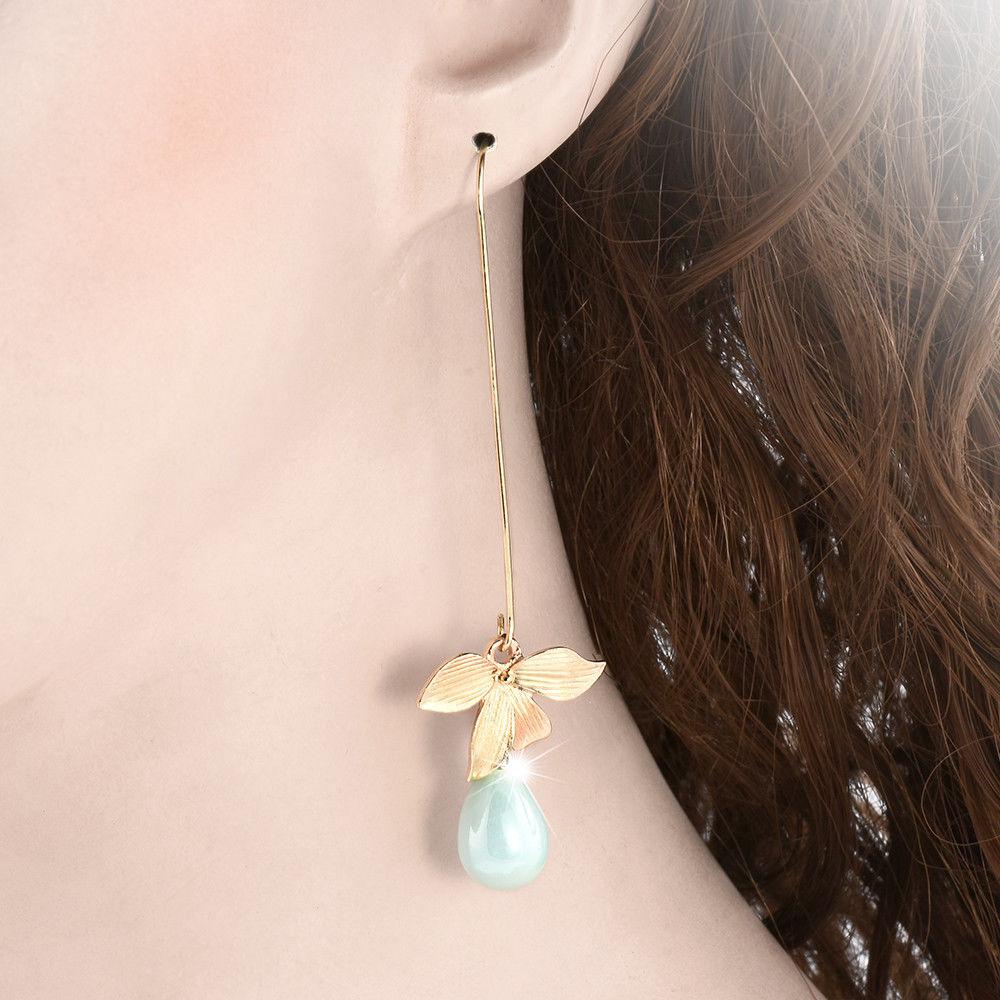 PREVA 1Pair Orchid Flower Earrings New Hook Charm Pearl