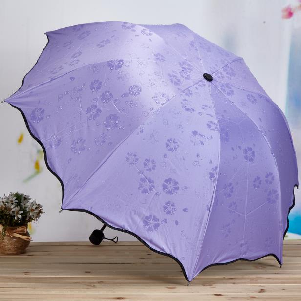 Payung Lipat Ajaib Magic Gratis Bubble Wrap Umbrella Hujan Basah Muncul Motif Bunga Unik 3D