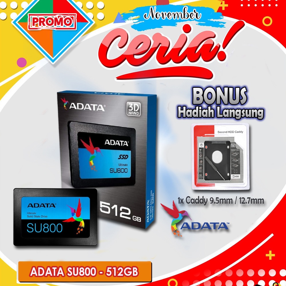 Paket SSD &amp; CADDY SU800 512GB 2.5&quot; SATA III R560/520Mbs ADATA