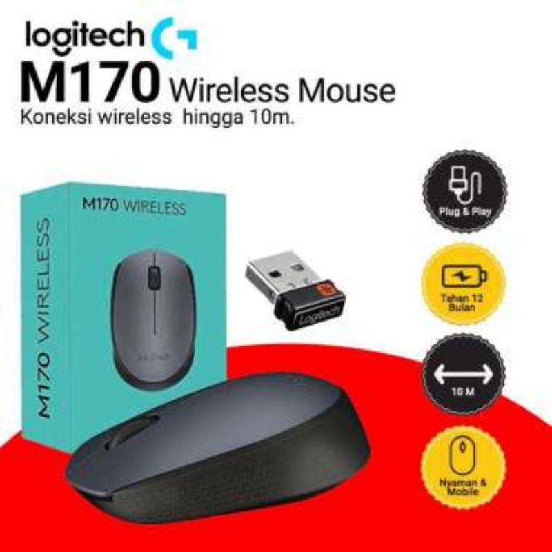 Logitech M170 Mouse Wireless USB Original Garansi Resmi