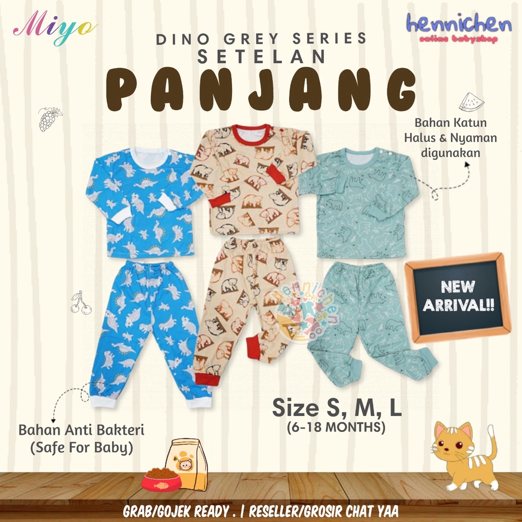 PROMO 7.7 MIYO by Libby Setelan PANJANG PRINT GEORGE MONKEY / SQUIRREL Piyama Baju Bayi Libby SML kecil (6-18bulan) SNI