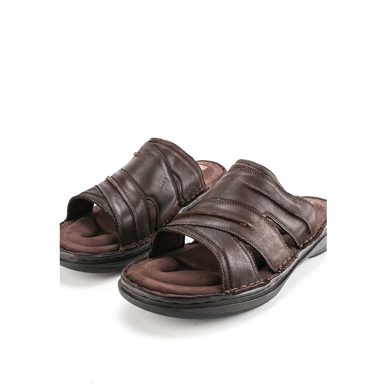 SANDAL CASUAL JIM JOKER PRIA ORIGINAL SLIDE KULIT BRANDED COKLAT JJ15