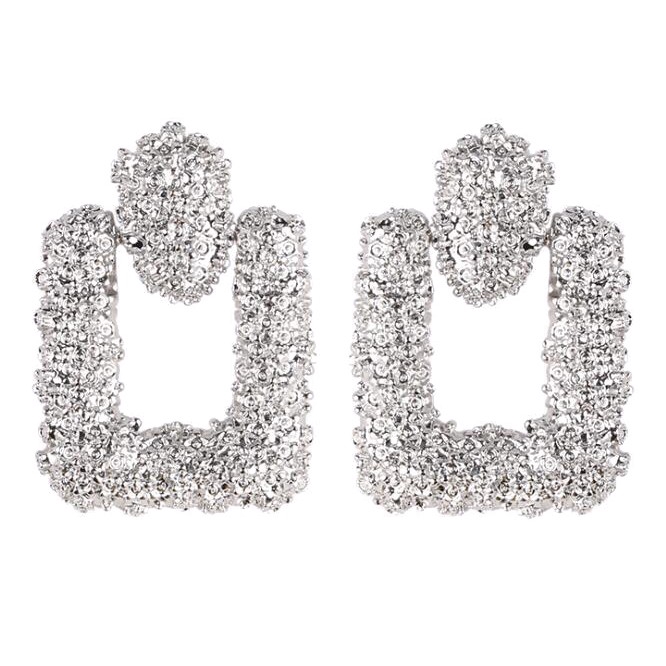 [Bayar Di Tempat]Anting Panjang Fashion Big Round Persegi Panjang Paduan Alloy Anting Ala Korea