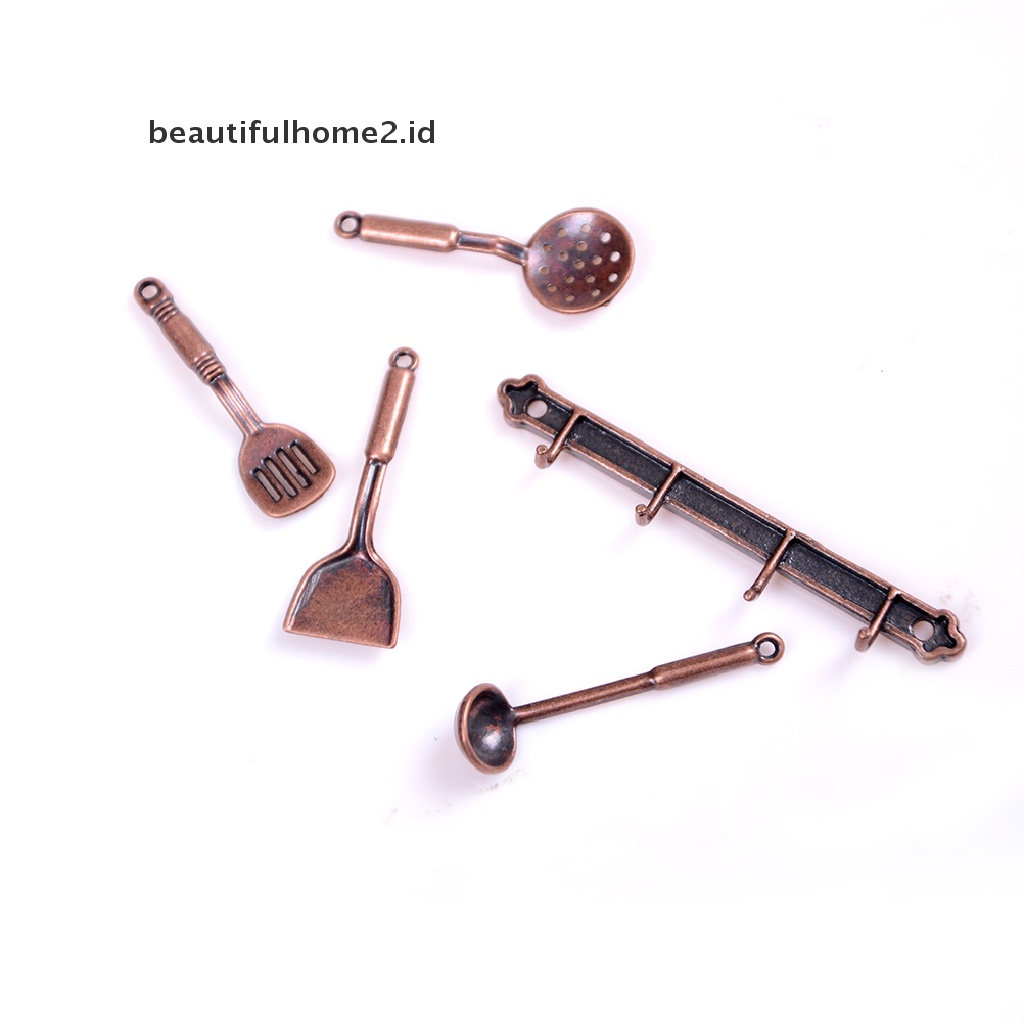 (beautifulhome2.id) 5pcs / Set Mainan Miniatur Peralatan Masak Skala 1: 12 Bahan Metal Untuk Rumah Boneka