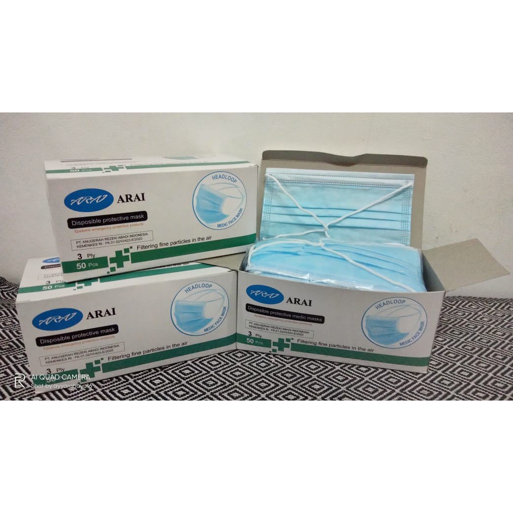 MASKER MEDIS HIJAB ARAI 3PLY DISPOSIBLE SURGICAL MASK ( 3 BOX )