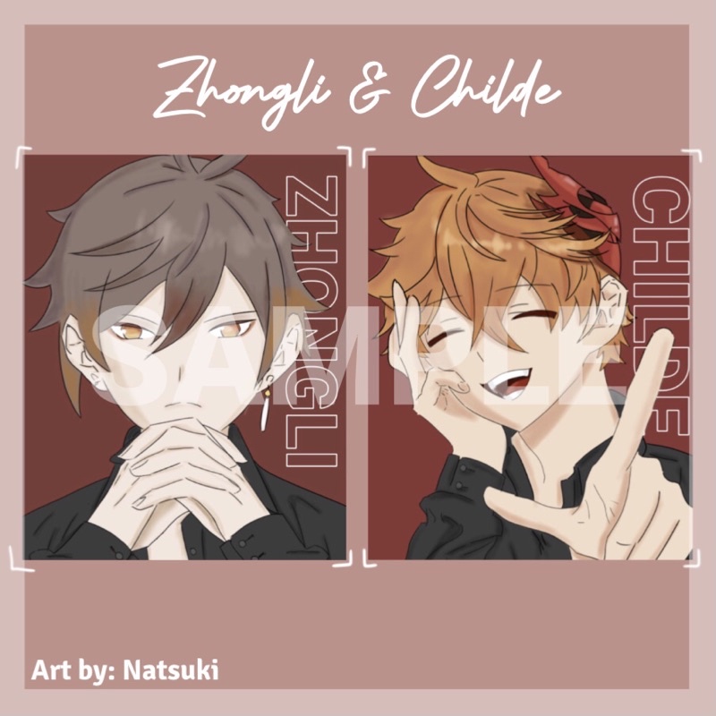 

Zhongli & Childe/Tartaglia Postcard [by: @natsuki ] Genshin Impact