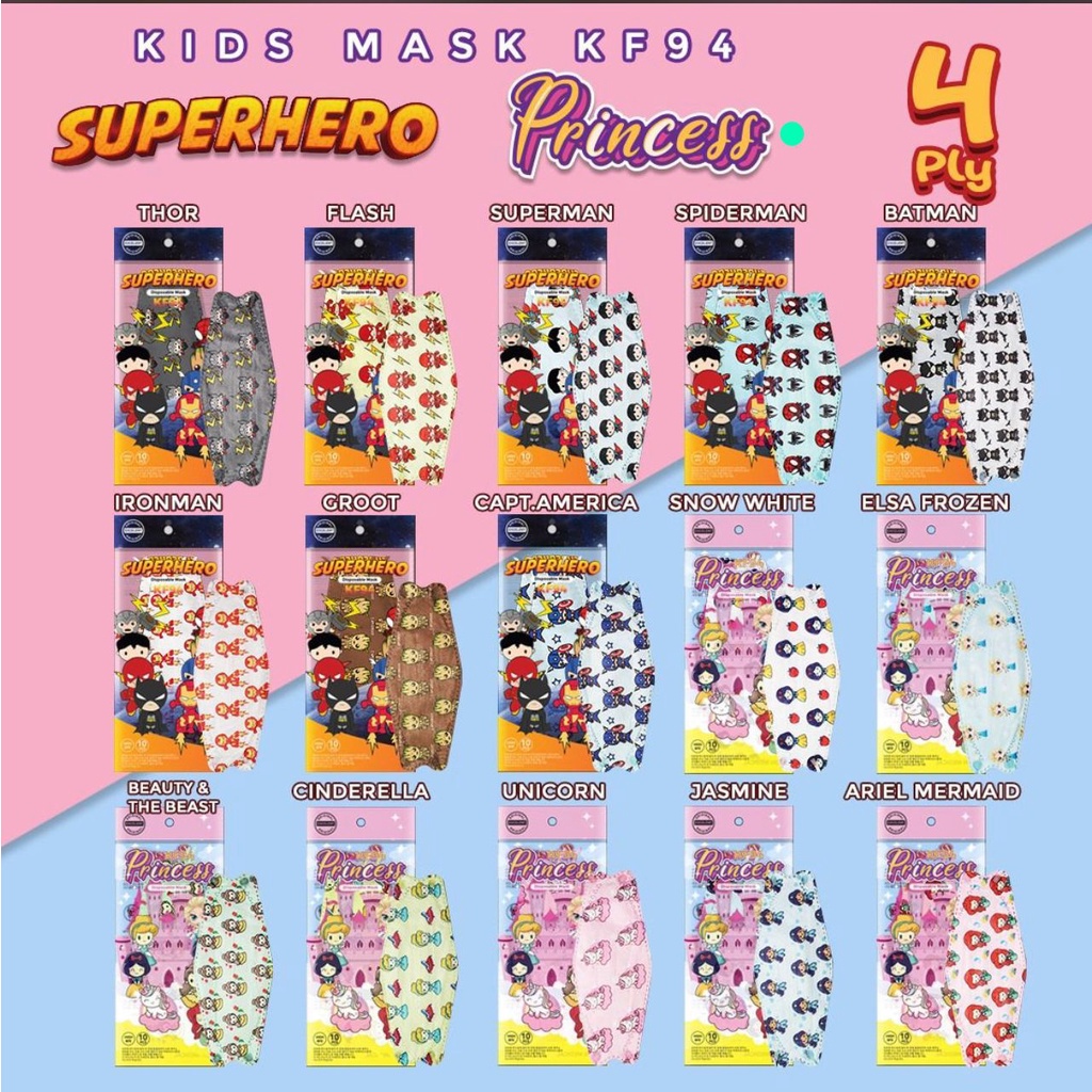 Masker KF94 Kid / Anak BTS Sachet isi 10pcs Motif CAMPUR/mix facemask