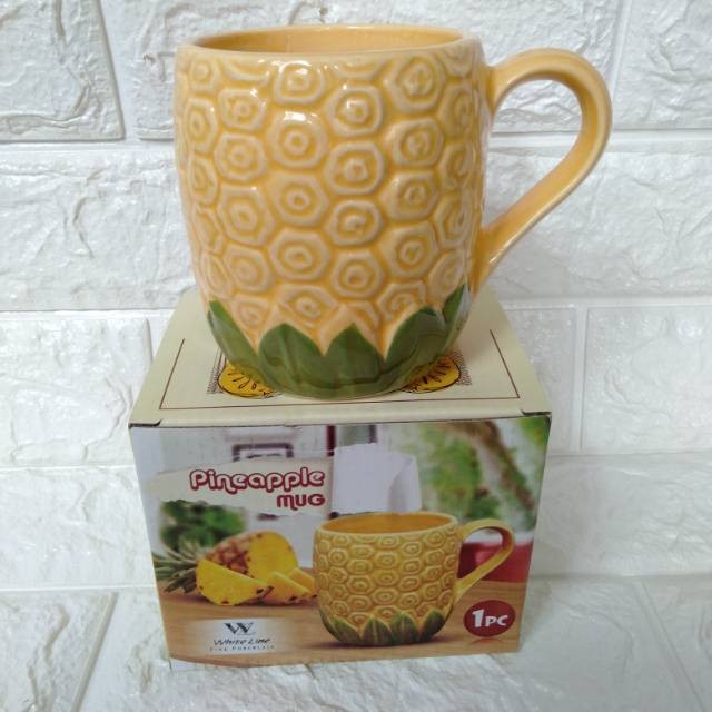 Pineaple mug mug nanas keramik white line