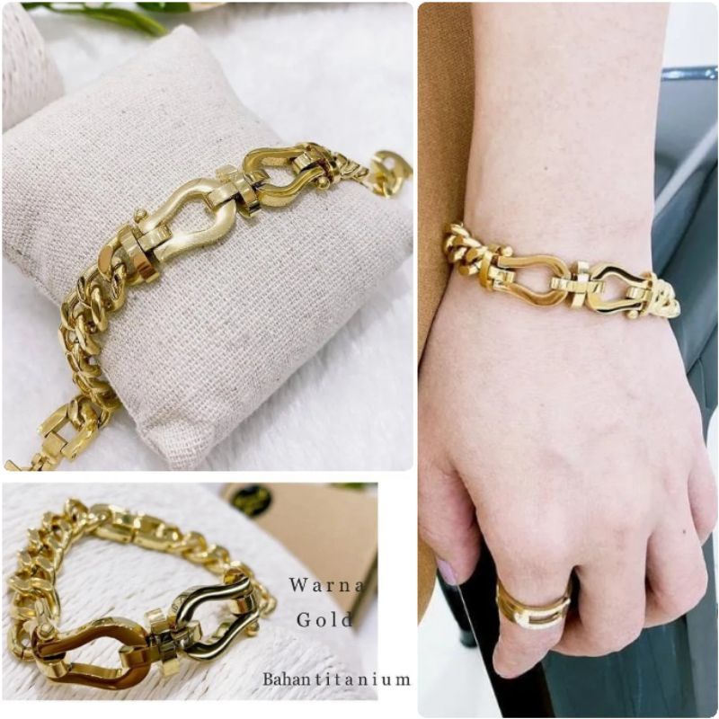 Gelang Titanium Asli Stainless steel Rantai Gold Stainless steel Ori Anti karat Anti alergi Premium Quality 02240