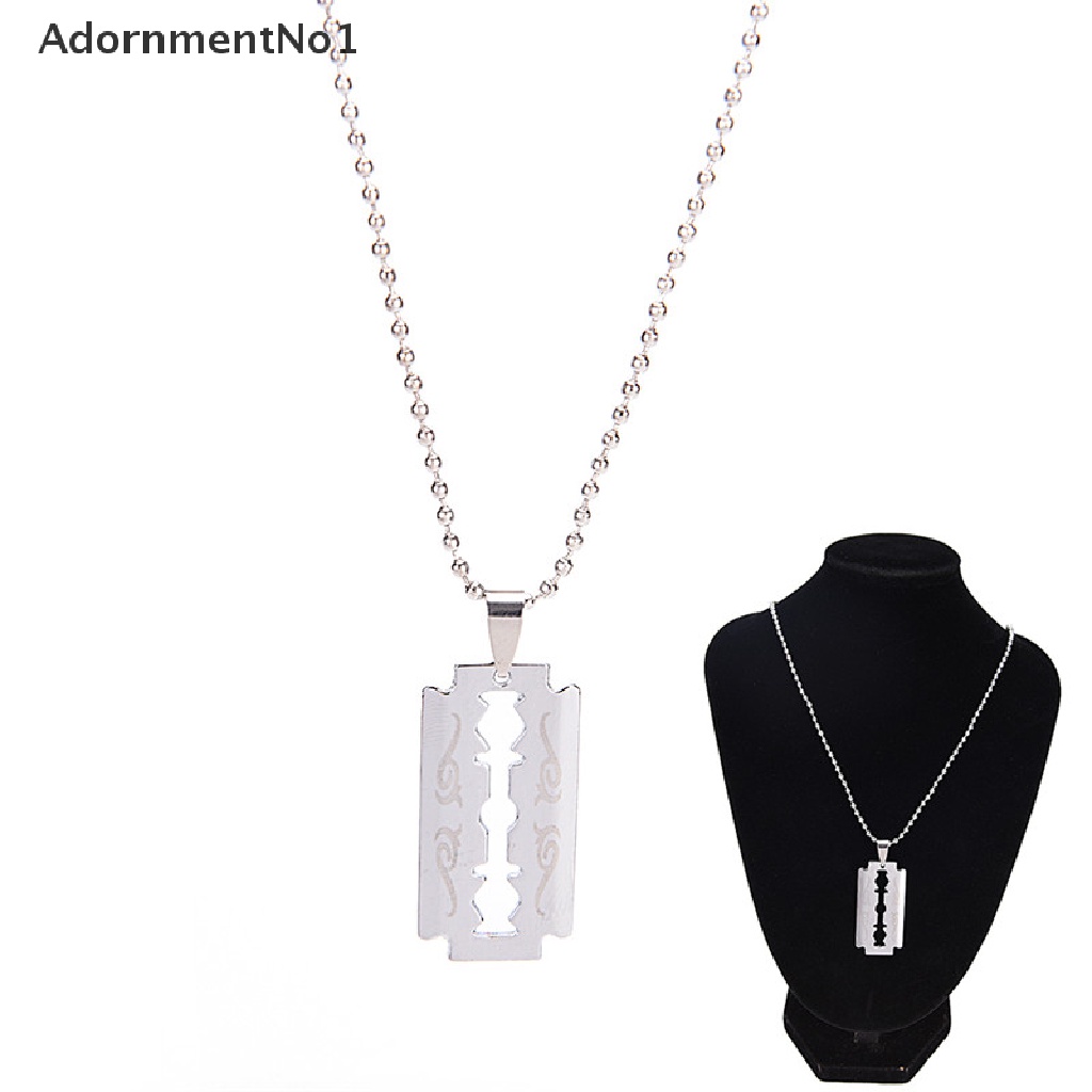 (AdornmentNo1) Favorite Kalung Rantai Dengan Liontin Pisau Cukur Bahan Stainless Steel Untuk Pria