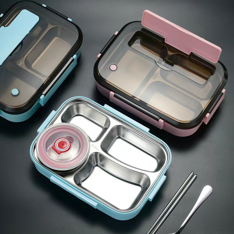 TEMPAT MAKAN Lunch Box Stainless + TAS Tahan Panas Dan Anti Tumpah + FREE SENDOK &amp; SUMPIT - SOSOYO