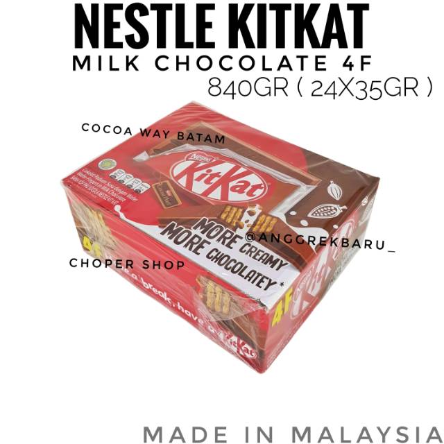 Jual Cokelat KitKat Milk Chocolate 4F Box 840gr / Coklat Susu KitKat 24 ...