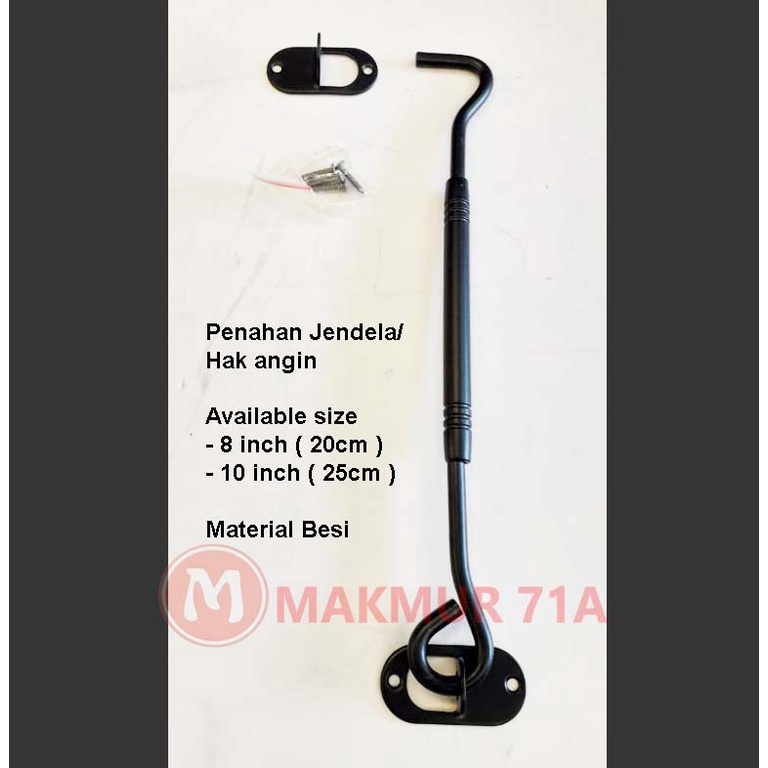 Hak Angin 10 inch Strip / Penahan Jendela 25 cm hita.