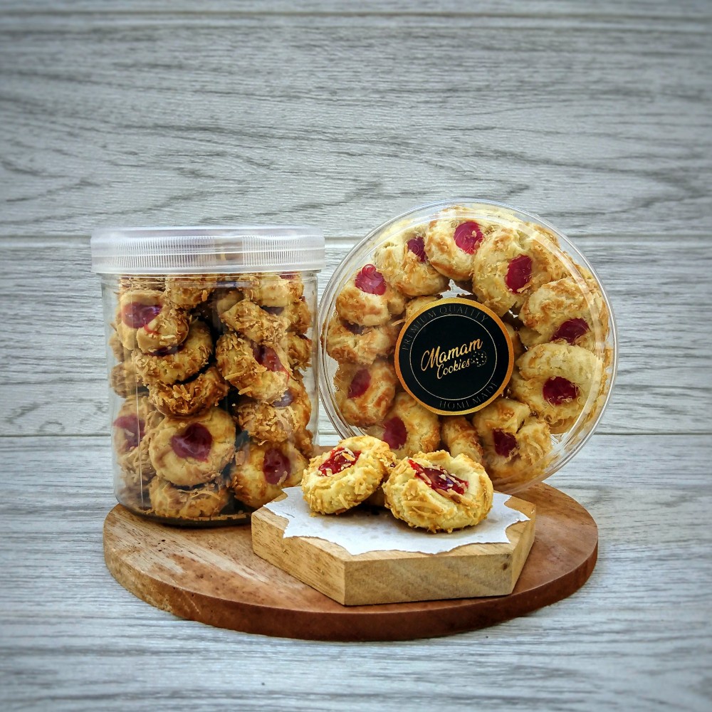 

Mamam Cookies -THUMBPRINT Kue Kering Lebaran Tabur Keju Selai Strawberry Coklat Blueberry Homemade Lembut Isi Full Penuh Thumbprin Tamrin Tumrin