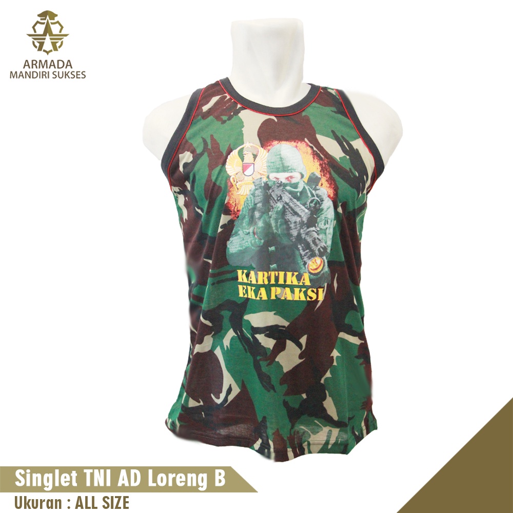 Kaos Singlet TNI AD Loreng - Kaos Dalam TNI AD