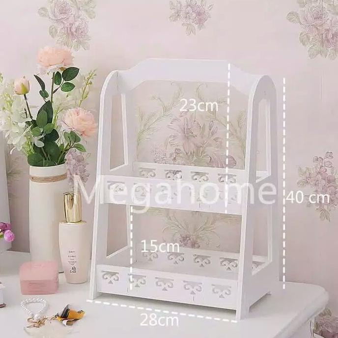 Rak Kosmetik Lipstik Bedak dua susun / Tempat Make Up mini /
