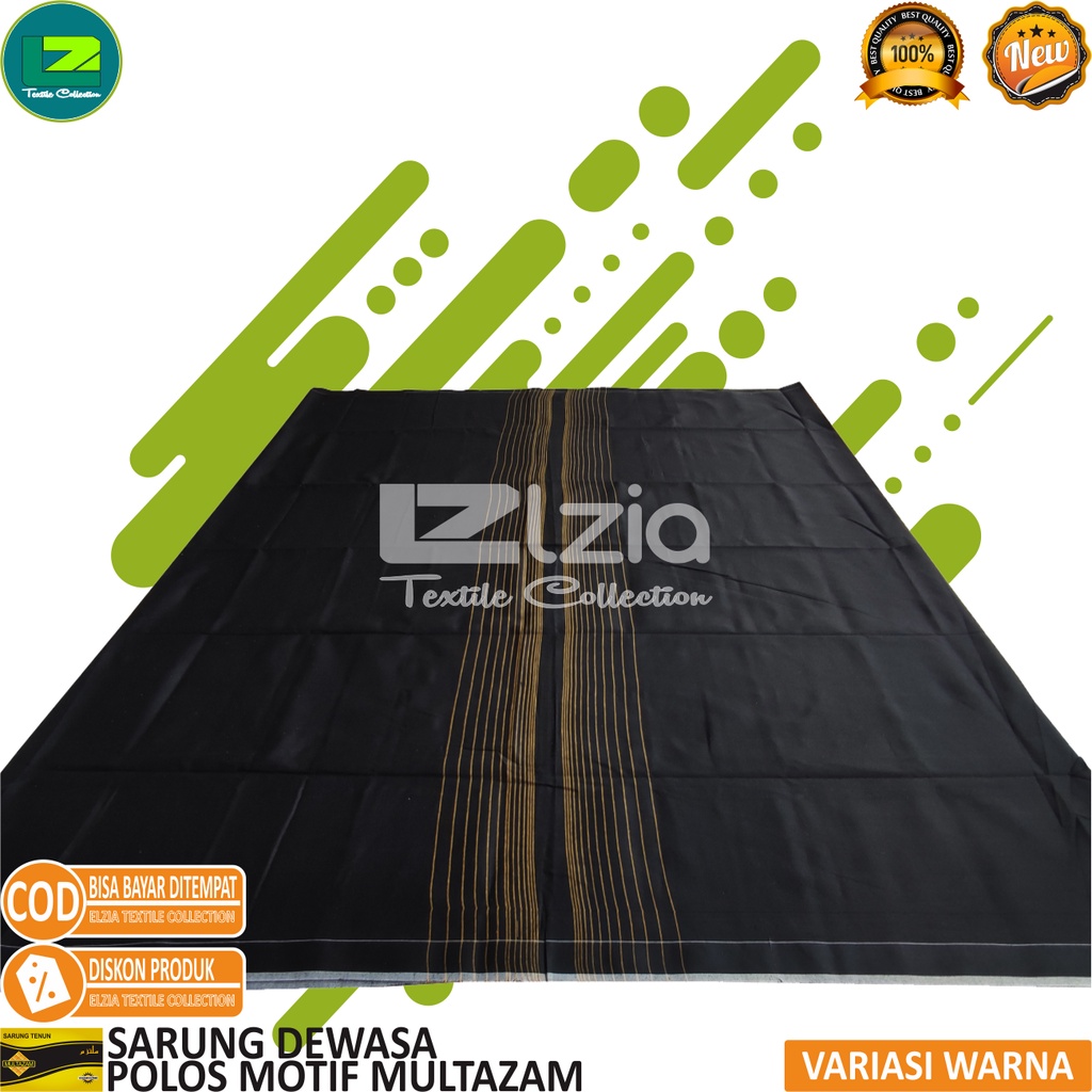 SARUNG DEWASA MOTIF POLOS GARIS GOLD TERBARU