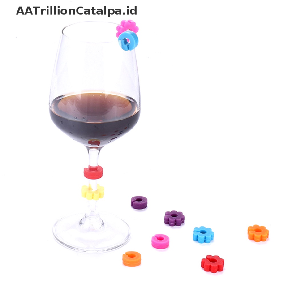 12pcs / set Label Penanda Gelas Wine Bahan Silikon Warna Solid