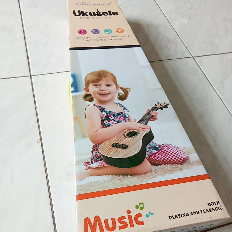 168C - Mainan Gitar Ukulele Bahan Plastik Tebal Warna Bagus 168C