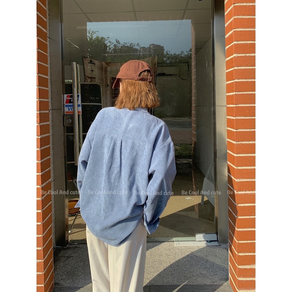 Kemeja Lengan Panjang Wanita Korean Style Blouse Corduroy Shirt Oversize Import Baju Atasan