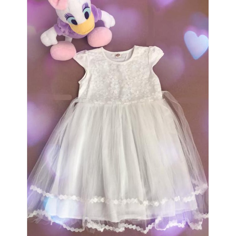 Ofgx Gaun Pesta Anak Mewah Putih 4,6.8.10 Tahun / Baju Pesta Anak Putih - 3-4 Tahun, Putih 882P