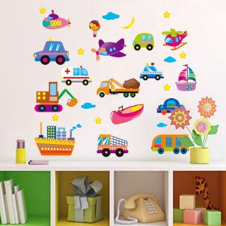 Anak Kartun Stiker Dinding Balon Udara Panas Kereta Mobil Anak Kartun Stiker Dinding Balon Udara Panas Kereta Mobil