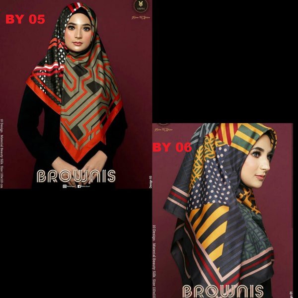 Terbaru jilbab kerudung segiempat brownis by yeffa