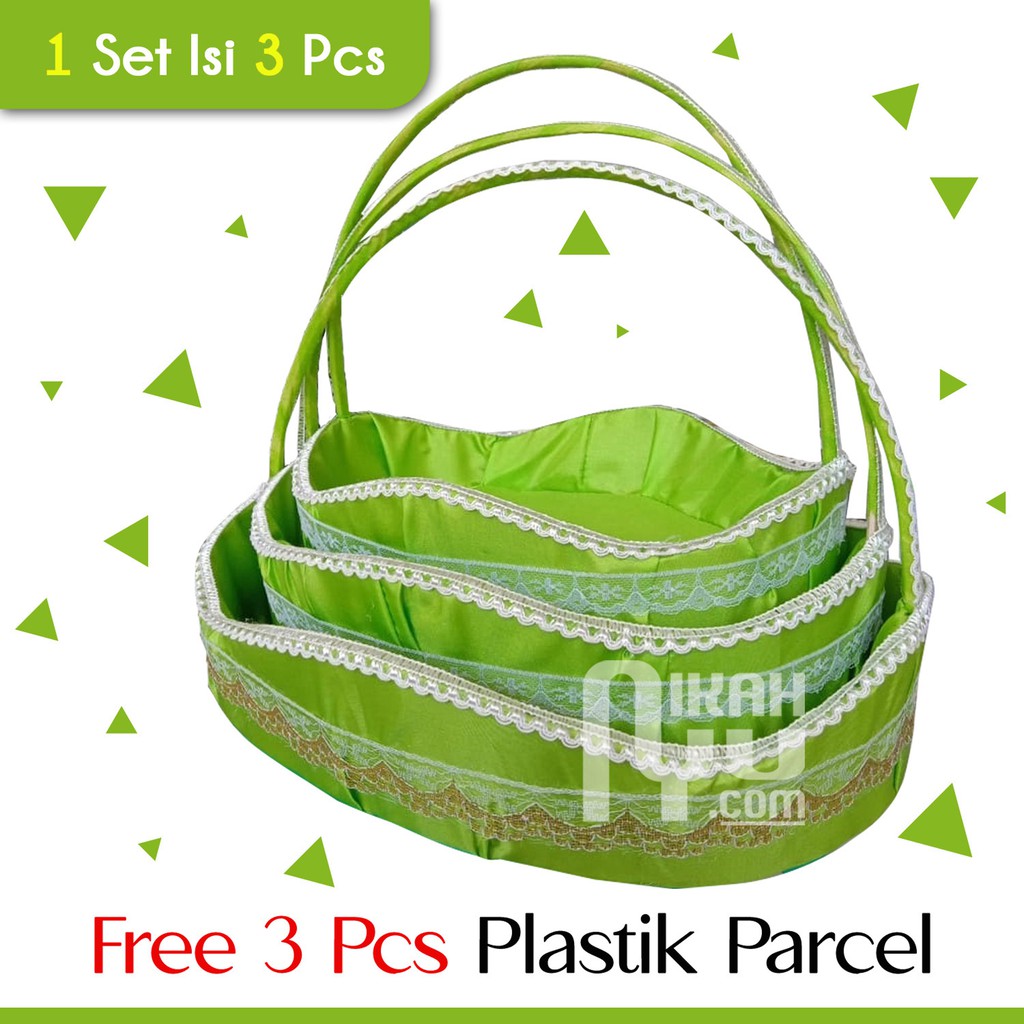 Box Keranjang Hantaran / Seserahan Pernikahan Warna Hijau + Free 3 Pcs Plastik Parcel