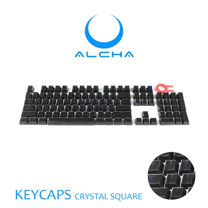 ALCHA KEYCAPS CRYSTAL SQUARE BACKLIT OEM PROFILE BLACK / HITAM - RANDOM