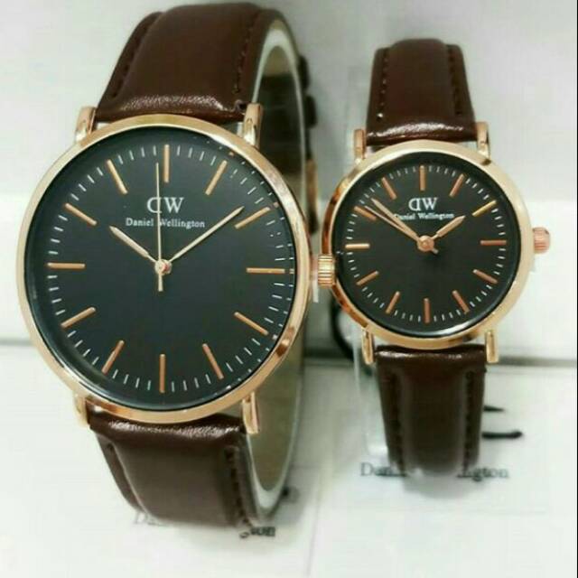 JAM TANGAN COUPLE DANIEL WELLINGTON DW KULIT RING GOLD UDAH PAKAI BOX