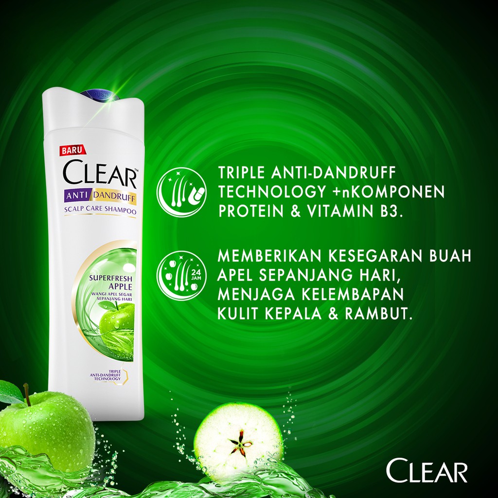 CLEAR Shampoo Superfresh Apple Anti Rambut Apek