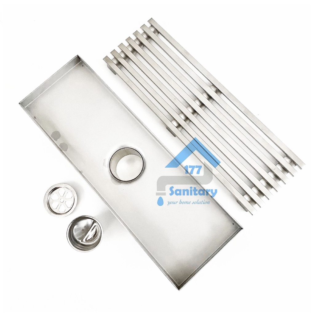 Floor Drain panjang 30cm stainless 304 TEBAL T83 -saringan got lebar long air mandi strainer long  stenlis pembuangan anti kecoa tikus anti bau tebel hotel apartemen /S11