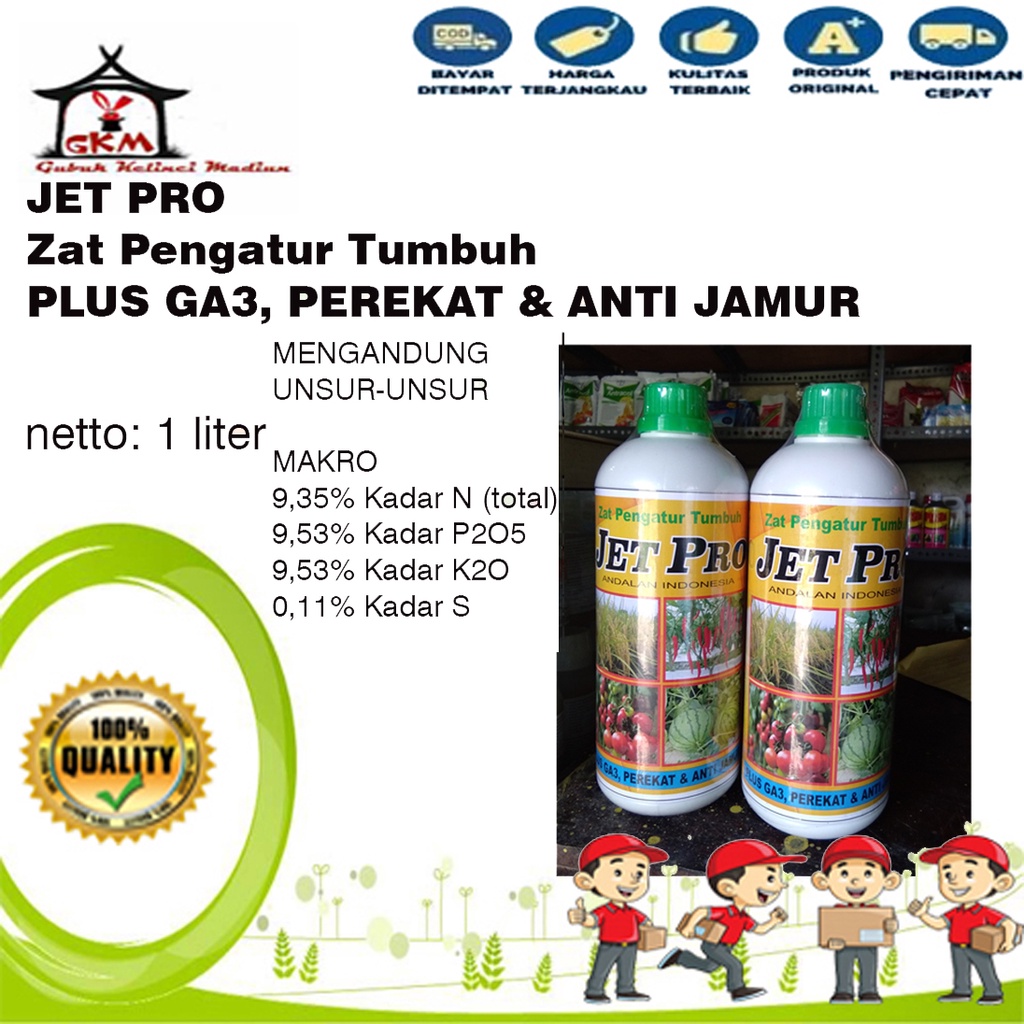 Pupuk JET PRO Zat Pengatur Tumbuh PLUS GA3, PEREKAT &amp; ANTI JAMUR 1 Liter