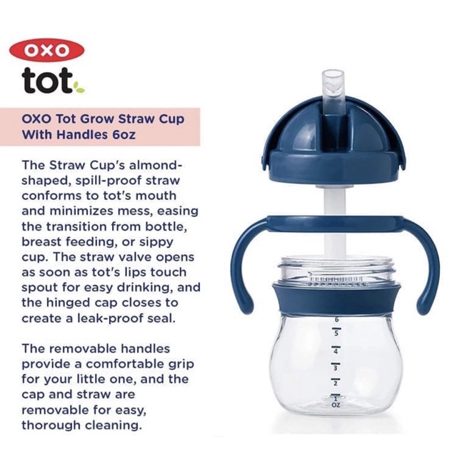 OXO Tot Grow Straw Cup W/Handles 6oz | Botol Minum Anak