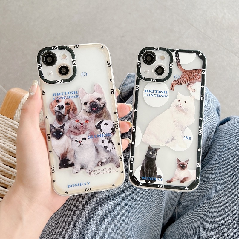 Soft Case Pelindung Lensa Anti Jatuh Motif Hewan Kucing Untuk iPhone 12 13 Pro MAX 11 X XR XS MAX 7 8 Plus