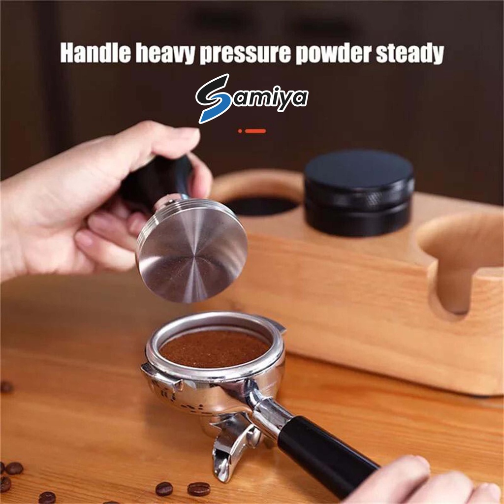 wooden tamping mat / dudukan kayu tamper portafilter / coffee press base wood tamper holder barista