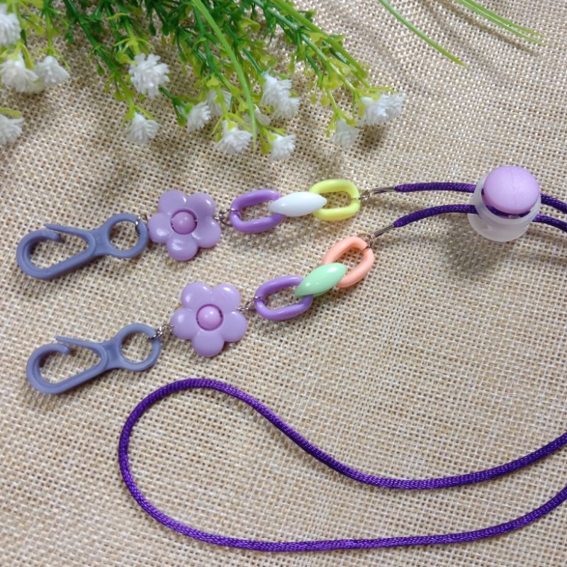 strap Masker hijab 2in1 Bunga rantai gembul