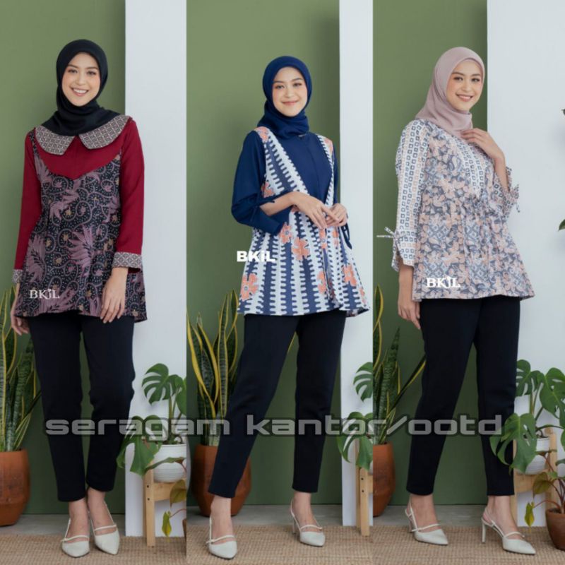 Atasan Batik Wanita Kerja Jumbo Dolby Dolbi Dobby Doby Modern dan Terbaru