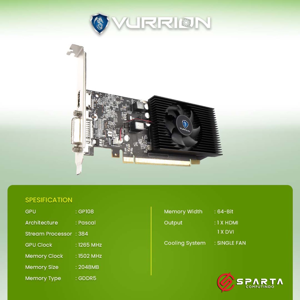 VGA Nvidia Geforce GT 1030 2GB GDDR5 Vurrion New Garansi Resmi